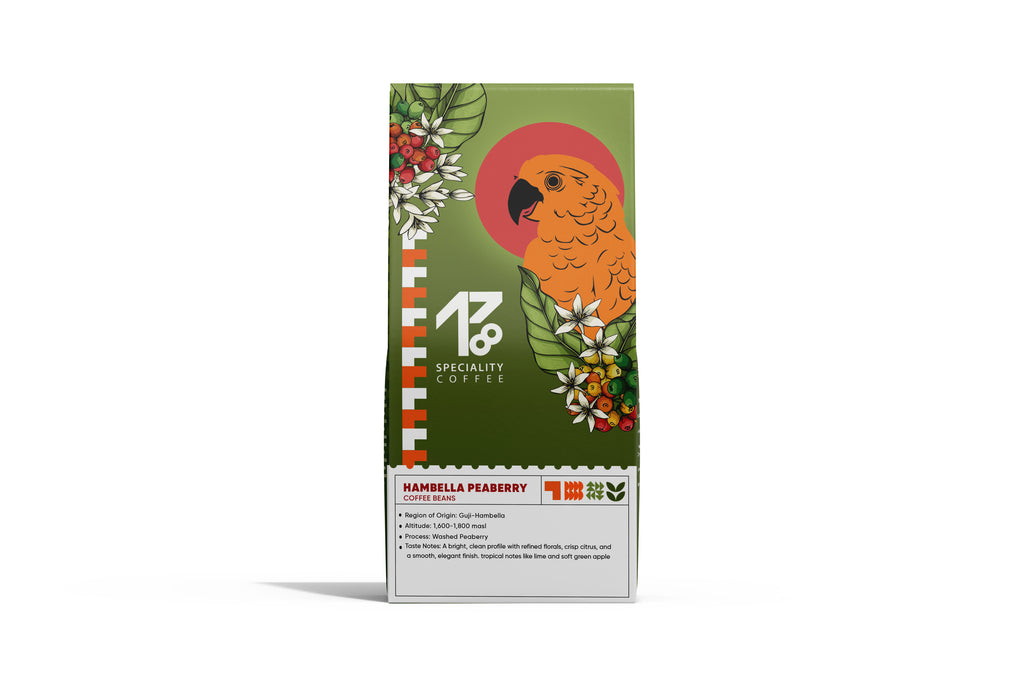 Peaberry Hambella specialty coffee front — 1718 Coffee Dubai