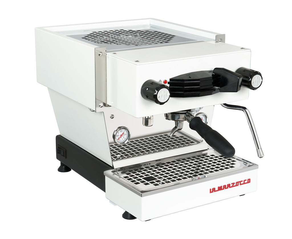 La Marzocco Linea Mini White coffee machine angle view — 1718 Coffee Dubai